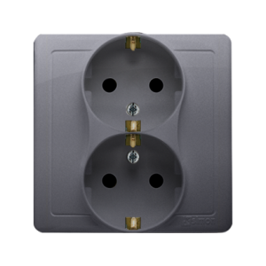 Simon Basic double socket outlet with Schuko earthing, 16A, inox steel — image 1