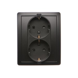 Simon Basic double socket outlet with Schuko earthing, 16A, black matt — image 1