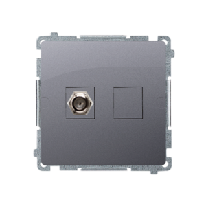 Simon Basic vienguba „F“ tipo antenos lizdas, nerūdijantis plienas (Inox), metalizuotas — nuotrauka 1