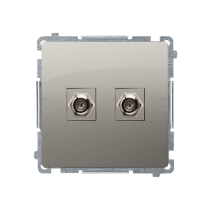 Simon Basic dviguba antenos jungtis „F“ tipo, satinas, metalizuotas — nuotrauka 1