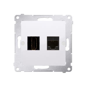 Simon 54 HDMI lizdas + kompiuterio lizdas RJ45, 6 kategorijos, balta — nuotrauka 1