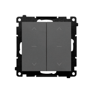 Simon 55 three position (1-0-2) blind control double switch, 10A, quick connection, graphite mat — image 1