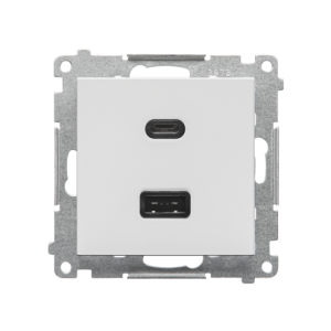 Simon 55 double USB charger, C+A, (module), 30W, light gray matt — image 1