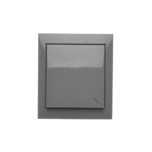 Simon Aquaclick splash-proof two-way switch with indicator light, IP44, 16AX, dark grey — image 1