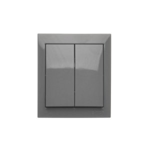 Simon Aquaclick splash-proof two gang switch with indicator light, IP44, 10AX, dark grey — image 1