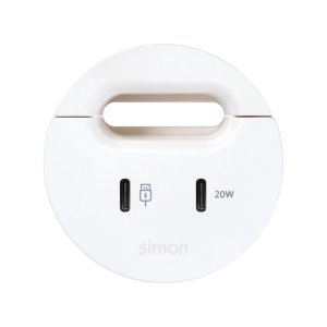 Baldų USB-C jungtys su doko stotele, įskaitant 1 HDMI + LAN + 3 USB tipo A jungtis ir kabelio išvedimo angą, „Simon 400 Flash 60“, IP20, montavimo matmenys: Ø54 mm, balta — nuotrauka 1
