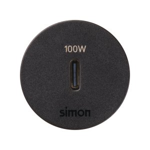 Baldų USB-C 100 W įkroviklis, vienvietis, „Simon 400 Flash 30“, IP20, Tvirtinimo matmenys: Ø17 mm, juoda — nuotrauka 1