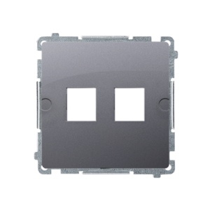 Simon Basic double Keystone flat IT/telephone socket cover, (module), silver matt, metalic — image 1