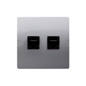 Simon Basic computer socket RJ45 category 5e + telephone socket RJ11, (module), silver matt, metalic — image 1