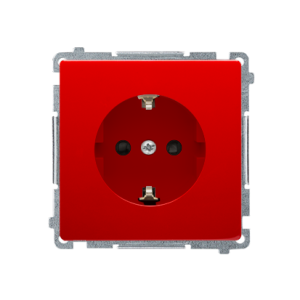 Simon Basic single socket outlet with Schuko earthing, with shutters, 16A, red — image 1