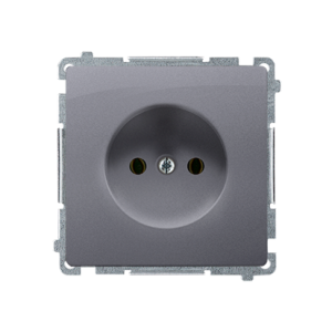Simon Basic single socket outlet without earthing, 16A, silver matt, metalic — image 1