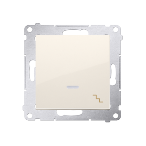 Simon 54 two-way switch with LED illumination, (module), 16AX, Screw, cream white/electro white — image 1