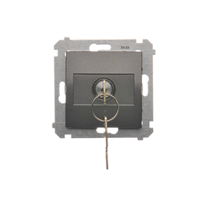 Simon 54 single switch with a key - 2 positions "0-1", 5A, anthracite, metalic — image 1