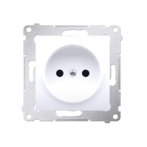 Simon 54 single socket outlet without earthing, with shutters, (module), 16A, 250V, Screw, white — image 1
