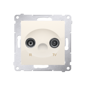 Simon 54 RTV final aerial socket for pass-through socket, atten.: 10dB, cream white/electro white — image 1
