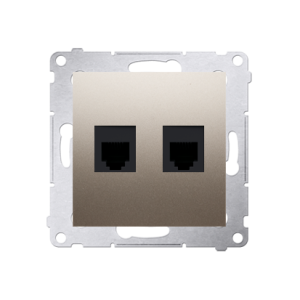 Simon 54 RJ12 double telephone socket, (module), gold matt, metalic — image 1