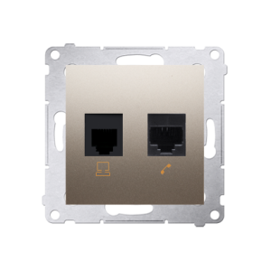 Simon 54 computer socket RJ45 category 5e + telephone socket RJ12, (module), gold matt, metalic — image 1