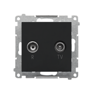 Simon 55 RTV pass-through aerial socket, module, black matt — image 1