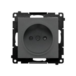 Simon 55 single socket outlet without earthing, with shutters, module, 16A, quick connection, graphite mat — image 1
