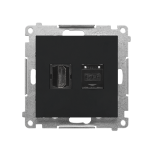 Simon 55 HDMI 2.1 lizdas + kompiuterio lizdas RJ45 (6 kategorijos), modulis, matinė juoda — nuotrauka 1