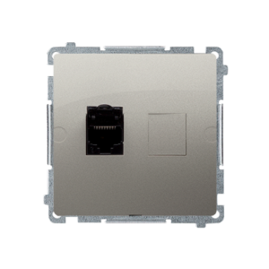 Simon Basic single shielded computer socket RJ45 category 6 with anti-dust cover, (module), satin, metallized — image 1