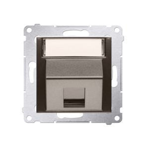 Simon 54 IT/telephone Keystone, diagonal socket cover with descriptive field, (module), bronze matt, metalic — image 1