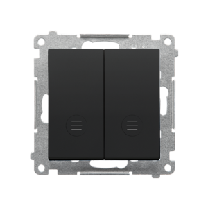 Simon 55 double two-way switch with backlight light without symbol, 10AX, black matt — image 1