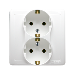 Simon Basic double socket outlet with Schuko earthing, 16A, white — image 1