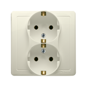 Simon Basic double socket outlet with Schuko earthing, 16A, beige — image 1