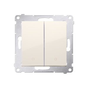 Simon 54 double 2-pole switch, (module), 16AX, Screw, cream white/electro white — image 1