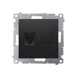 Simon 54 RJ12 single telephone socket, (module), black matt — image 1