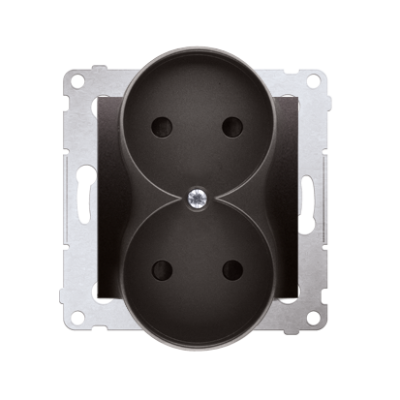 Simon 54 Nature double socket outlet without earthing, with shutters, (module), 16A, 250V, Screw, anthracite, metalic