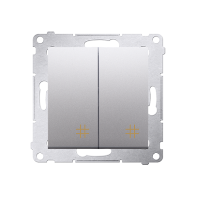 Simon 54 kryžminis perjungiklis, 2 klavišų, su piktograma, 10AX, greitasis prijungimas, matinis sidabras, metalizuotas