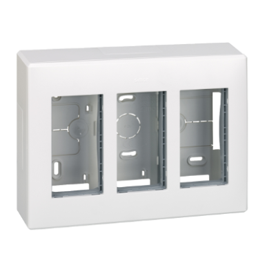 Surface mounted box, Simon 500, 3×S500, 6×K45, pure white