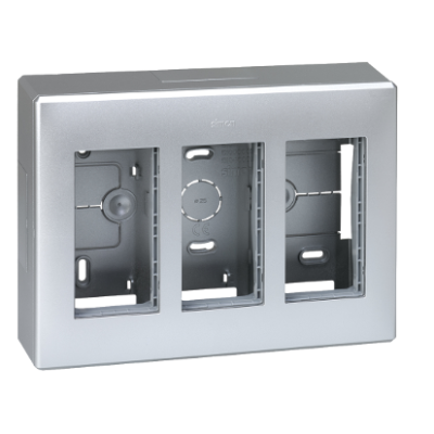 Surface mounted box, Simon 500, 3×S500, 6×K45, aluminum