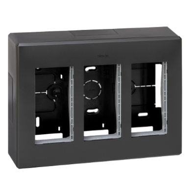 Surface mounted box, Simon 500, 3×S500, 6×K45, grey graphite