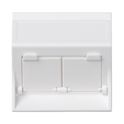 IT/telephone plague, Simon 500, For MD adapters, Double Angled With covers, 50×50mm, pure white
