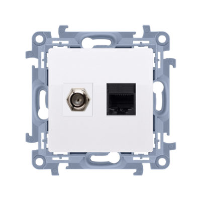 Simon 10 aerial socket type „F” + computer RJ45 cat.5e, white