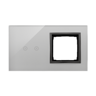 Simon 54 Touch touch panel 2 modules, Modul 1: 2 horizontal touch fields, Module 2: space for Simon 54 module, Fixing: horizontal, storm cloud