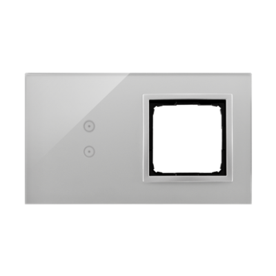Simon 54 Touch touch panel 2 modules, Modul 1: 2 vertical touch fields, Module 2: space for Simon 54 module, Fixing: horizontal, silver mist