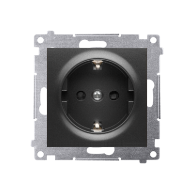 Simon 54 single socket outlet with Schuko earthing, with shutters, (module), 16A, 250V, quick connection, black matt