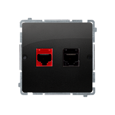 Simon Basic computer socket RJ45 category 5e + telephone socket RJ12, (module), black matt