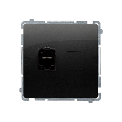 Simon Basic single computer socket RJ45 category 6 with anti-dust cover, (module), black matt