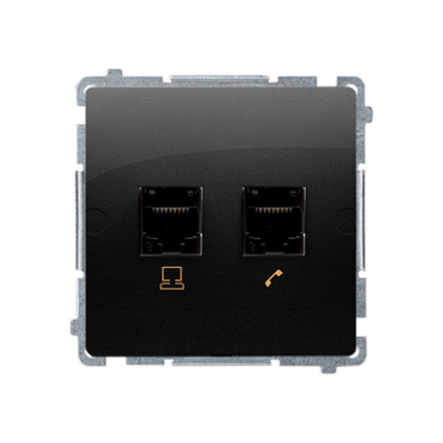 Simon Basic computer socket RJ45 category 5e + telephone socket RJ11, (module), black matt