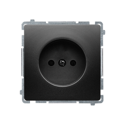 Simon Basic single socket outlet without earthing, with shutters, 16A, black matt