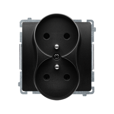 Simon Basic double socket outlet without earthing, 16A, black matt