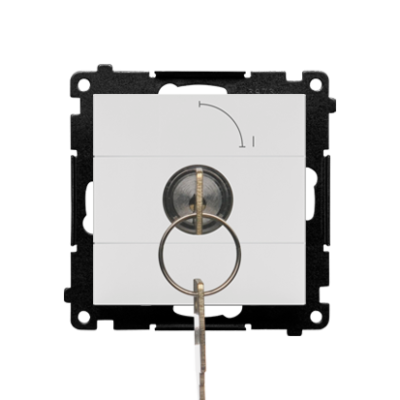 Simon 55 momentary single switches with key - two positions ''0-1'', 5A, light gray matt