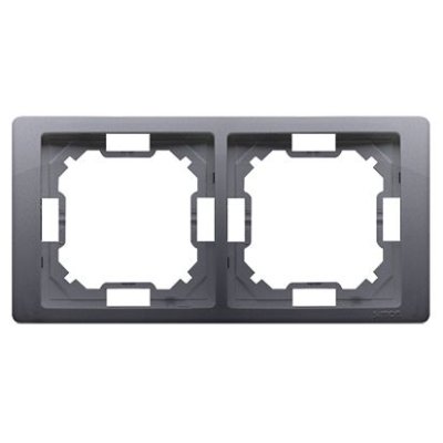 Simon Basic Neos double frame, silver matt, metalic