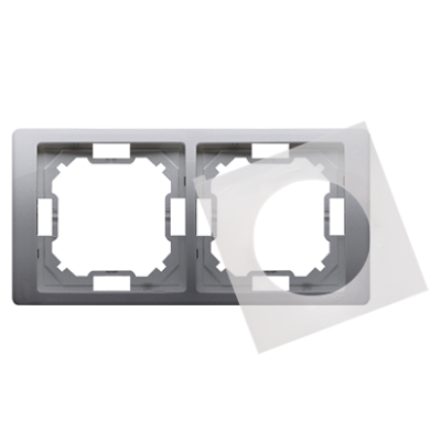 Simon Basic Neos IP44 double frame, inox, metallized