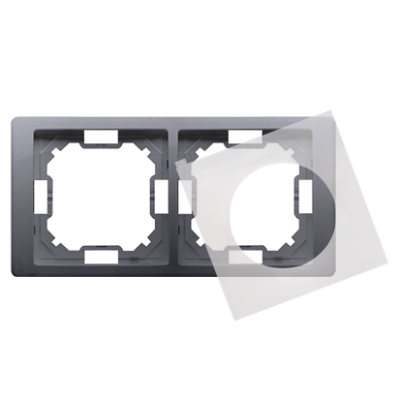 Simon Basic Neos IP44 double frame, silver matt, metalic